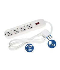Multipresa Ciabatta 4 Uscite Universali Spina 10a Cavo 1.5 Metri Bianco 80184n         