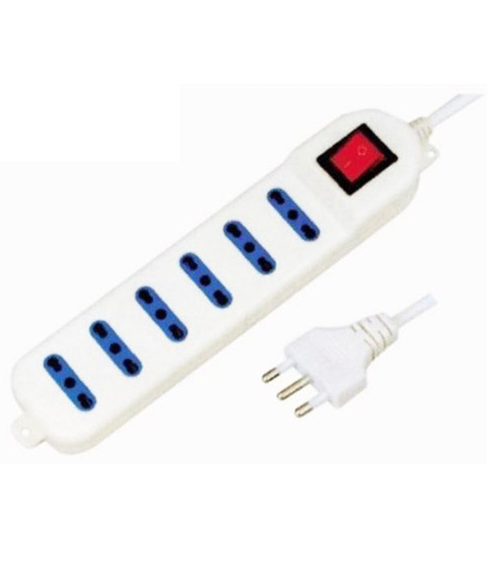 Multipresa Ciabatta Corrente Elettrica 6 Posti 10/16a Bipasso Con Interruttore         