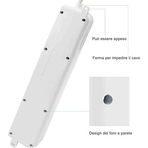 Trade Shop - Multipresa Ciabatta Elettrica A 6 Posti Con Protezione Sovraccarico 250v 2500w         