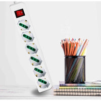 Trade Shop - Multipresa Ciabatta Elettrica A 6 Posti Con Protezione Sovraccarico 250v 2500w         