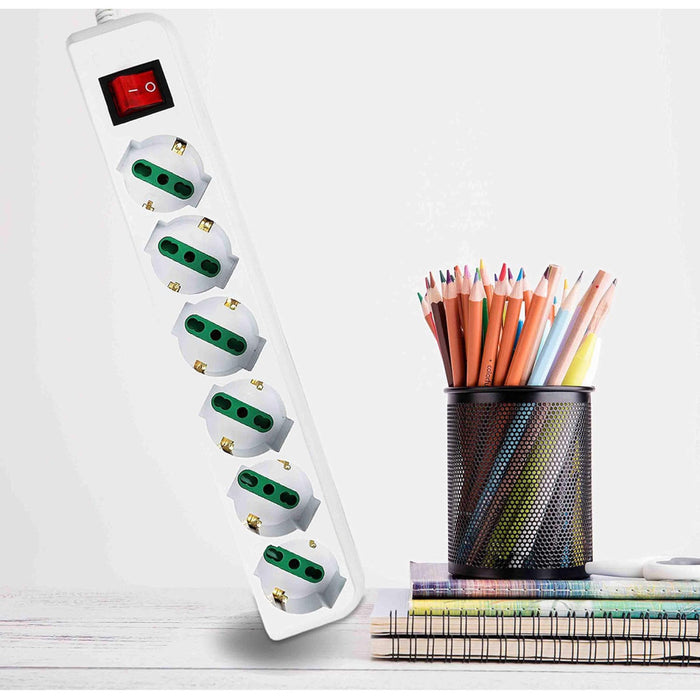 Trade Shop - Multipresa Ciabatta Elettrica A 6 Posti Con Protezione Sovraccarico 250v 2500w         