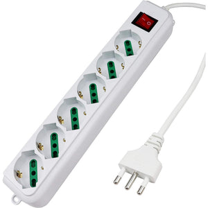 Trade Shop - Multipresa Ciabatta Elettrica A 6 Posti Con Protezione Sovraccarico 250v 2500w         