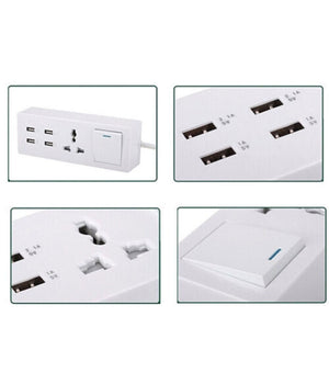 Multipresa Ciabatta Elettrica Con 1 Prese Universali 4 Usb Con Interruttore         