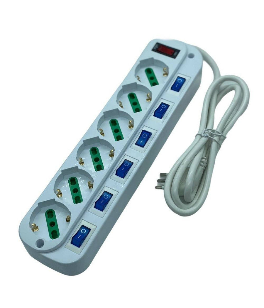 Multipresa Ciabatta Elettrica Con 6 Prese Universali Ita 10/16a Schuko Bipasso         