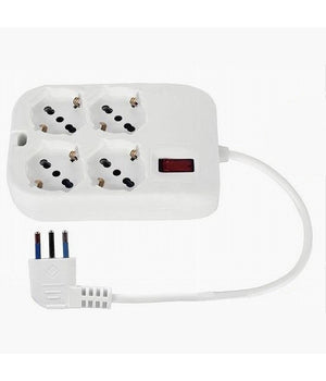 Multipresa Ciabatta Quadrata 4 Uscite Universali Spina 10a Cavo 1.5mt Bianco 80186n         