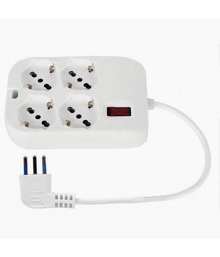 Multipresa Ciabatta Quadrata 4 Uscite Universali Spina 10a Cavo 1.5mt Bianco 80186n         