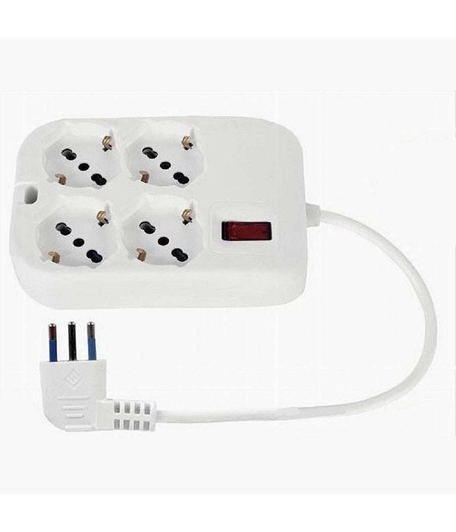Multipresa Ciabatta Quadrata 4 Uscite Universali Spina 10a Cavo 1.5mt Bianco 80186n         