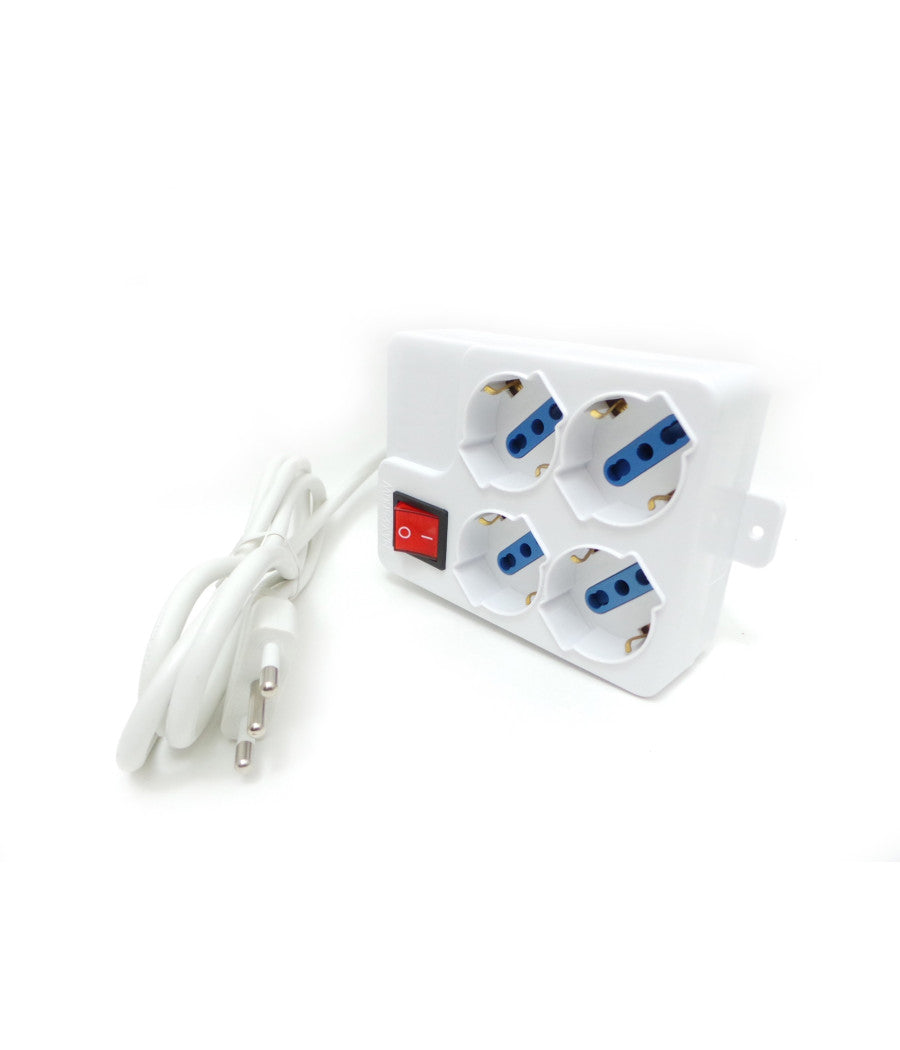Multipresa Di Corrente Per 4 Posti Schuko Con Protezione + Interruttore         