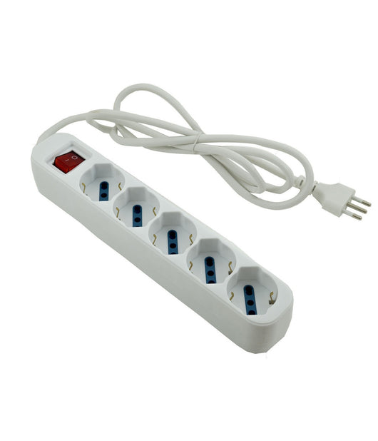 Multipresa Elettrica Ciabatta 5 Ingressi Bipasso Schuko 10 16a Interruttore         