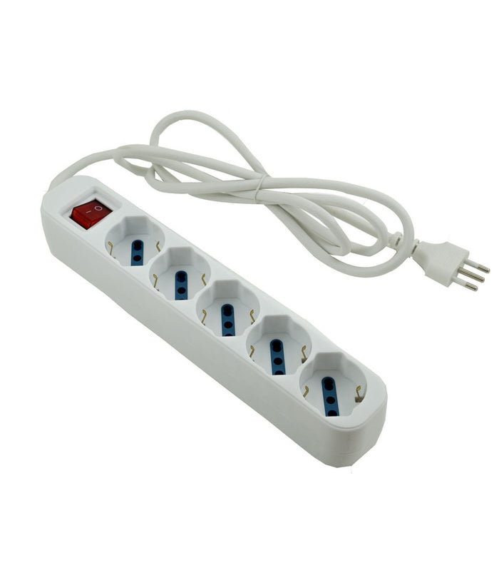 Multipresa Elettrica Ciabatta 5 Ingressi Bipasso Schuko 10 16a Interruttore         