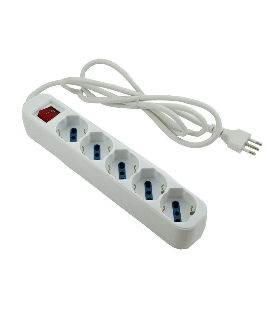 Multipresa Elettrica Ciabatta 5 Ingressi Bipasso Schuko 10 16a Interruttore         