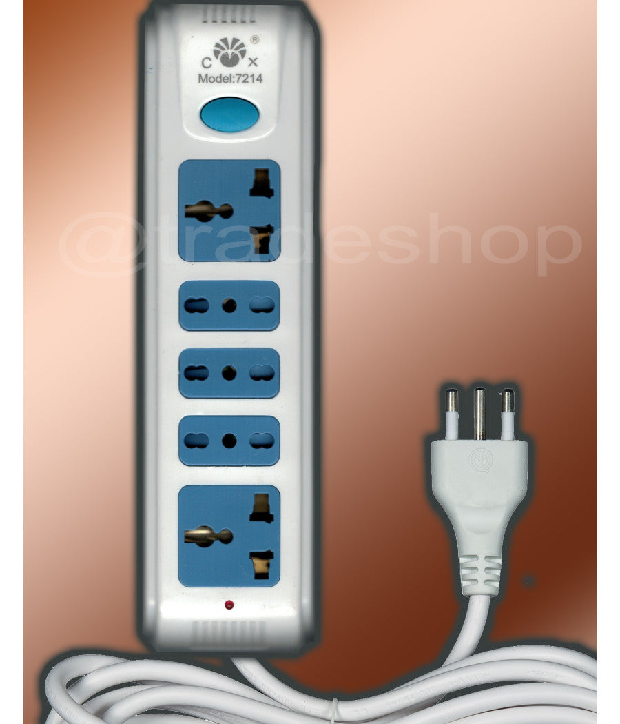 Multipresa Italia Usa Schuko Bipasso Posti 5 Ciabatta Interruttore Americana         