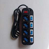 Multipresa nera da 4 posti universali con 5 interruttori cavo da 1,5mt