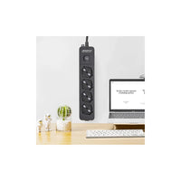 Multipresa nera da 4 posti universali con interruttore cavo da 1,5mt