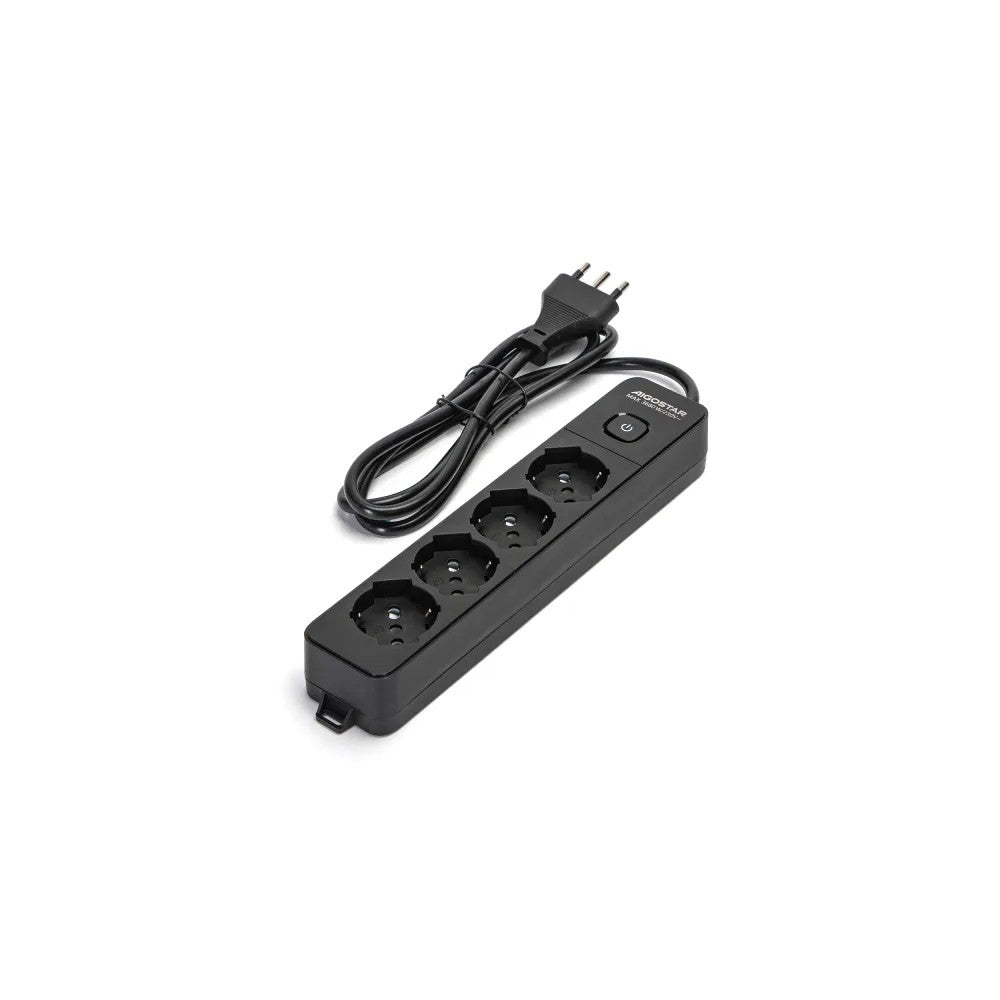 Multipresa nera da 4 posti universali con interruttore cavo da 1,5mt