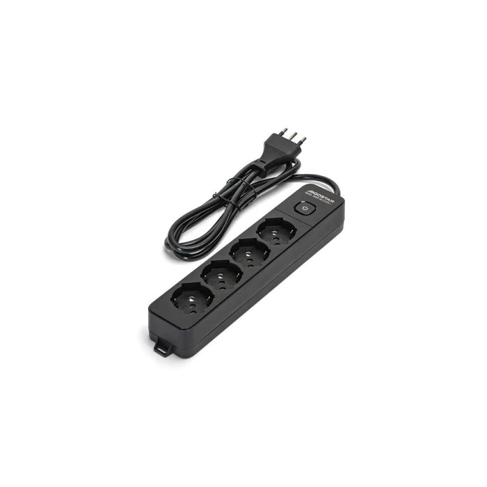 Multipresa nera da 4 posti universali con interruttore cavo da 1,5mt