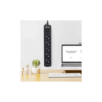 Multipresa nera da 5 posti universali con interruttore cavo da 1,5mt