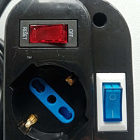 Multipresa nera da 6 posti universali con 7 interruttori cavo da 1,5mt