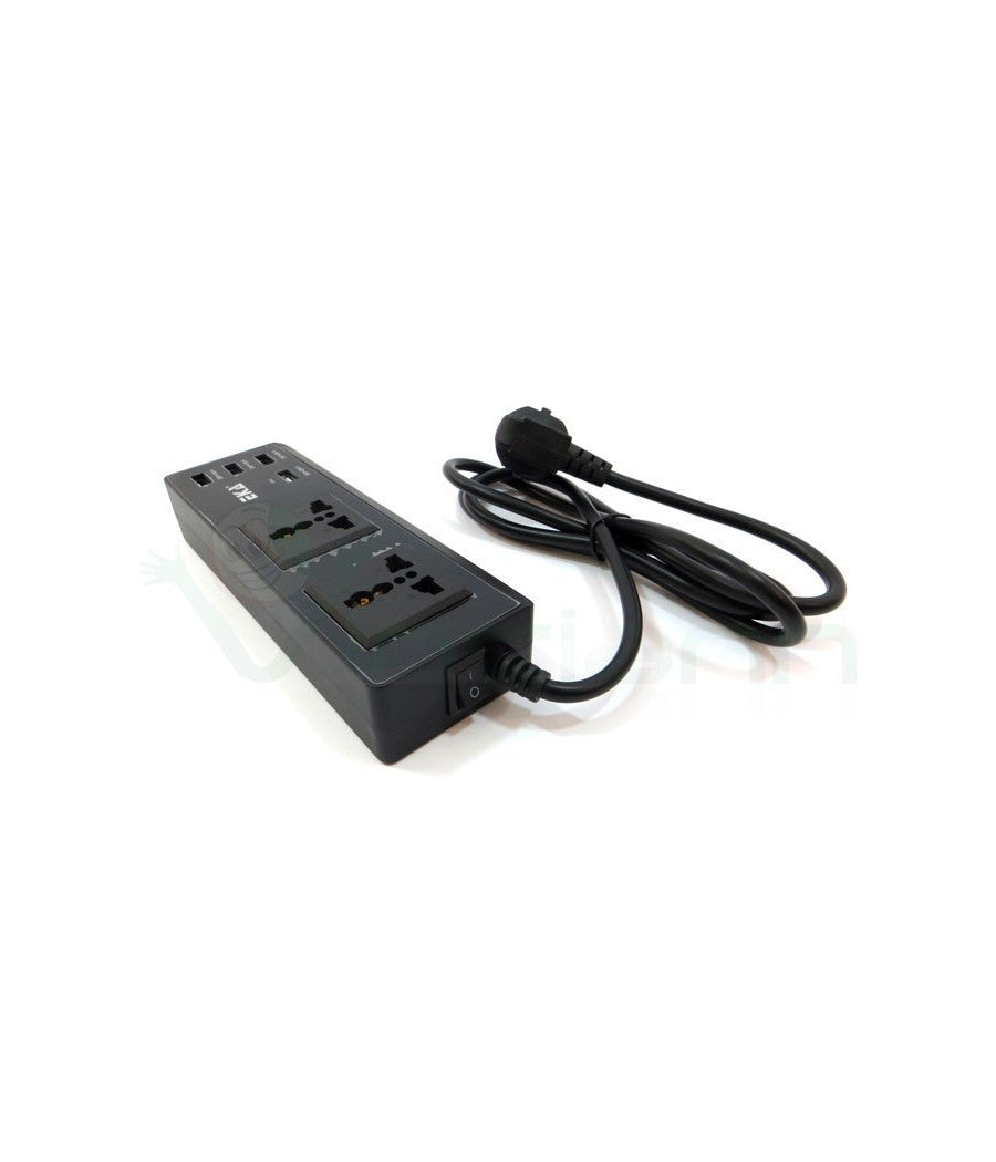 Multipresa Presa Universale 2 Spine Uk Ita 4 Usb 2.1a 1a 5v Interruttore Nero         