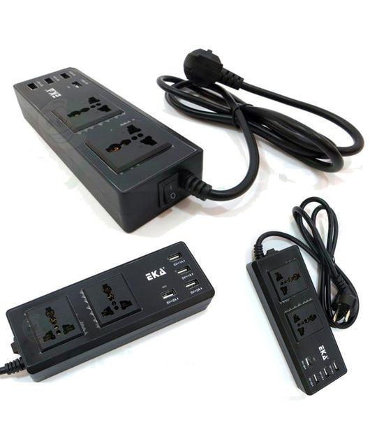 Multipresa Presa Universale 2 Spine Uk Ita 4 Usb 2.1a 1a 5v Interruttore Nero         