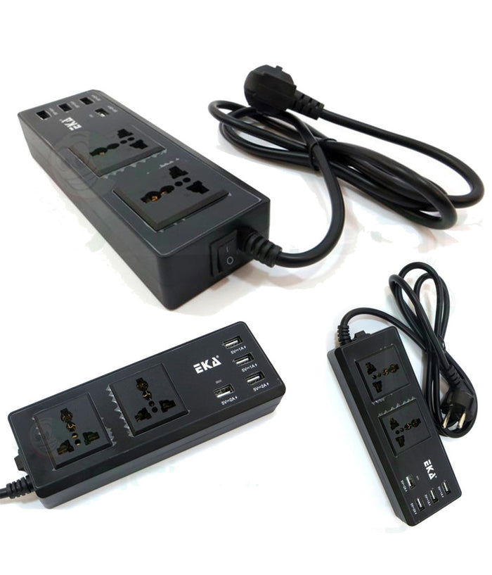 Multipresa Presa Universale 2 Spine Uk Ita 4 Usb 2.1a 1a 5v Interruttore Nero         