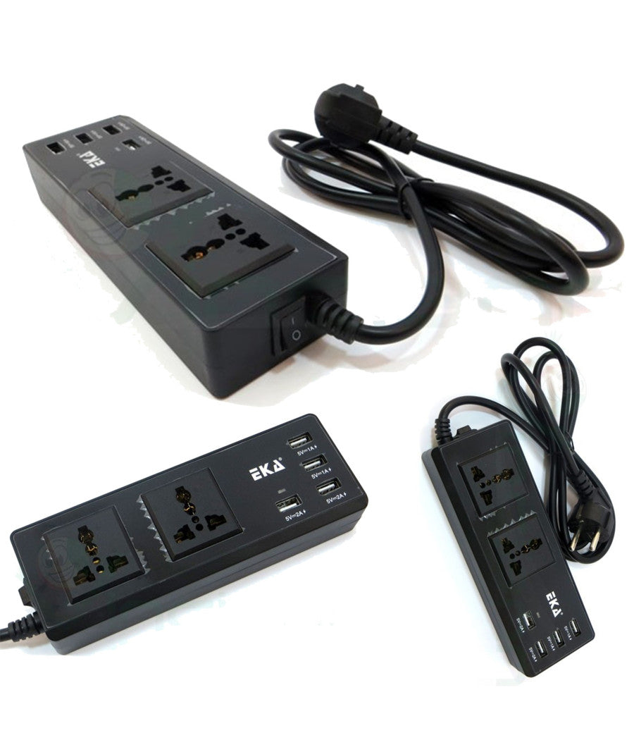 Multipresa Presa Universale 2 Spine Uk Ita 4 Usb 2.1a 1a 5v Interruttore Nero         