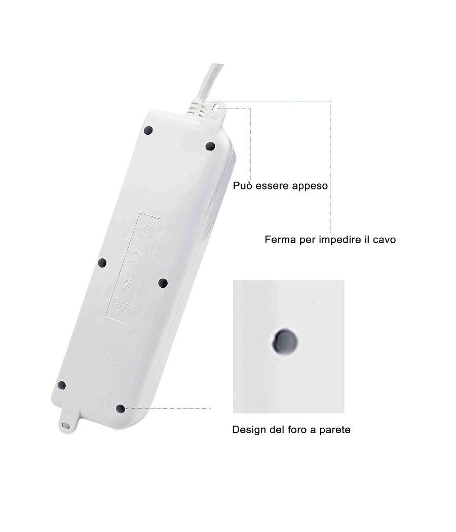 Multipresa Scarpetta Ciabatta Elettrica 4 Posti 10/16a Bipasso Con Interruttore         