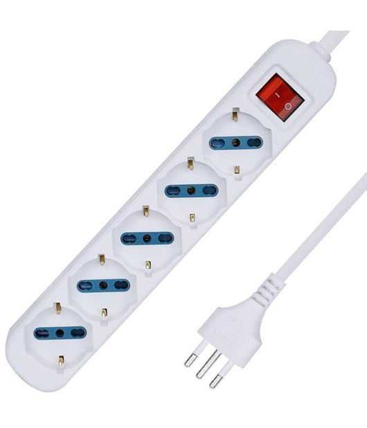 Multipresa Shuko Bipasso 10 E 16 Amp 5 Posti Ciabatta Elettrica Con Interruttore         