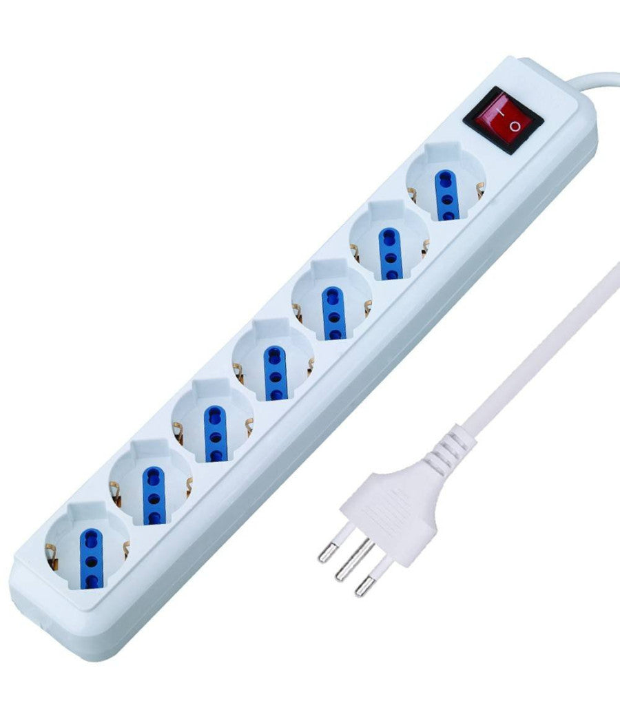 Multipresa Shuko Bipasso 10 E 16 Amp 6 Posti Ciabatta Elettrica Con Interruttore         