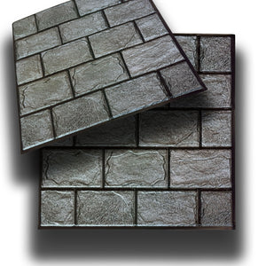 Piastrelle 3D a rilievo AUTOADESIVE in PVC 30x30cm Pietra, mattoni, marmo. Idrorepellenti - MATTONCINI GRIGI 30x30cm