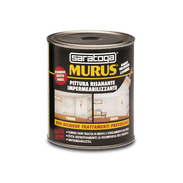 Murus 1lt pittura bianca lavabile risanante impermeabilizzante per interni ed esterni