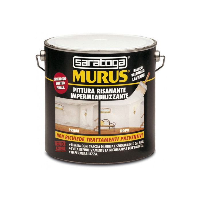 Murus 4lt pittura bianca lavabile risanante impermeabilizzante per interni ed esterni