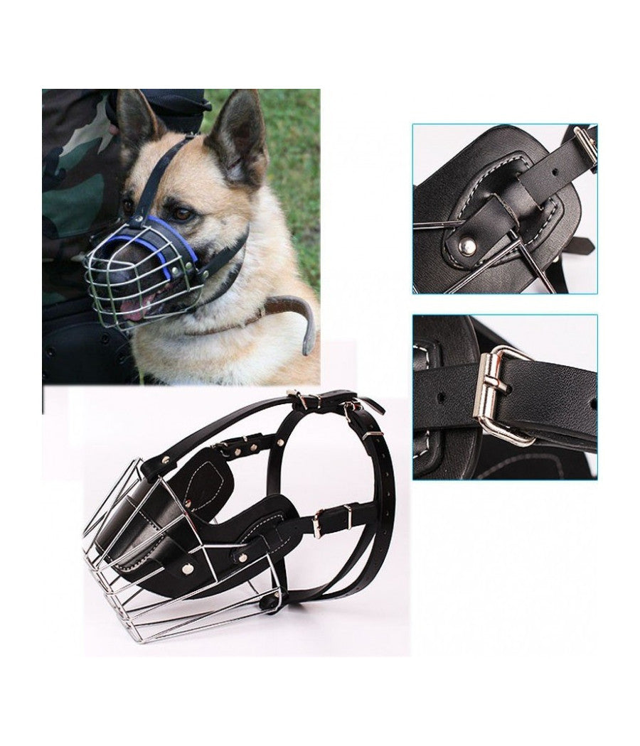 Museruola Taglia S/m Metallo Cane Regolabile Toelettatura Antiabbaio Sicurezza         