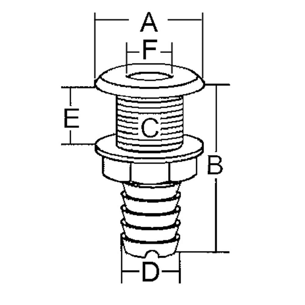 Scarichi a mare foro mm 15 di sentina con ghiera