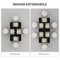 Tavolo Allungabile 4-6 Posti Espandibile da 120-160 cm con Gambe in Acciaio, Nero