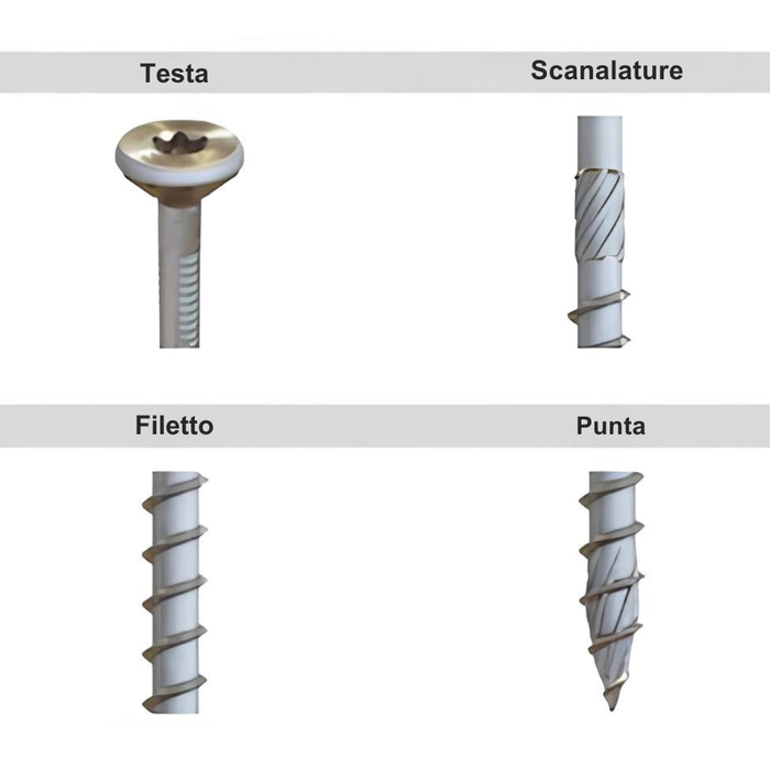 Viti autoforanti legno performant blue diametro 6,0 mm zincata bianca 100 pezzi *** lunghezza 240, pezzi 100, confezi...