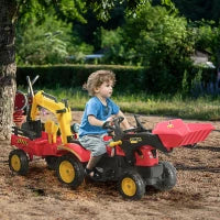 Ruspa Giocattolo a Pedali, Escavatore Cavalcabile per Bambini con Pale e Volante, 179x42x59cm Multicolore