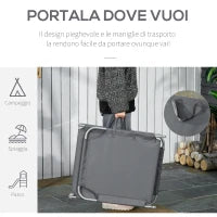 Lettino da Giardino con Schienale Regolabile in 5 Posizioni, Lettino Pieghevole in Metallo e Tessuto Oxford, 187x55x24cm, Grigio