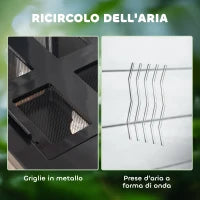 Terrario per Tartarughe di Terra e Rettili con Termometro 18-34℃, 60x40x40.5 cm, Nero