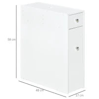 Mobiletto Armadietto con Cassetti Scorrevoli Moderno da Bagno, MDF, 17x48x58cm, Bianco