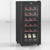 Cantinetta Frigorifero per 18 Bottiglie di Vino con Display Digitale, Luce LED e Controllo Temperatura, Nero