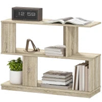 Tavolino da Caffè Moderno a S con 3 Ripiani per Soggiorno e Salotto, 90x30x61 cm, Legno