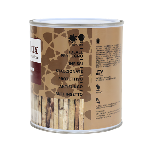 Fondo funghicida alchidico per legno interno ed esterno *** formato 0,750 lt, colore- teak, confezione 1