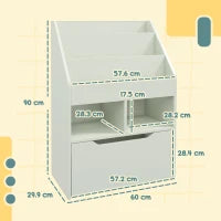 Piccola Libreria per Bambini con Ripiani e Cassetto in MDF, 60x29.9x90cm, Verde