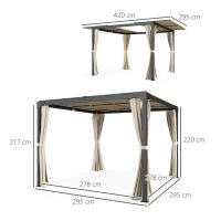 Gazebo Pergola con Tende Laterali e Tetto Apribile in Alluminio e Acciaio, 3x3m, Beige