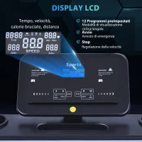 Tapis Roulant Elettrico Pieghevole 1-12km/h, Tapis Roulant Salvaspazio con 12 Programmi Preimpostati, Display LCD e Supporto per Tablet, per Camminata e Corsa, Compatto per Casa e Ufficio, Nero