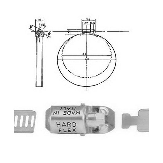 n° 1 fascetta regolabile a stringere grandi serraggi min-max 60-135 mm.