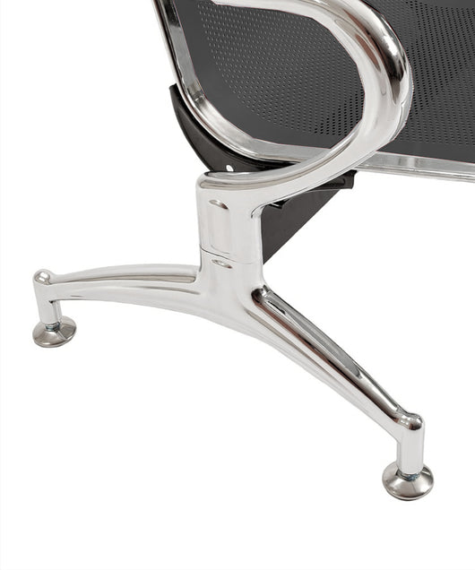 Panca in acciao per sala attesa ufficio studio a 3 posti - colore nero