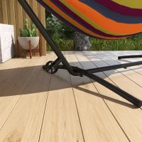 Supporto per Amaca da 330 cm max con 6 Fori e Rotelle, in Metallo, 290x120x115 cm, Nero