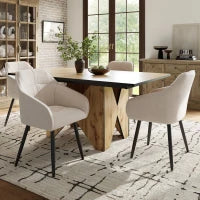 Tavolo da pranzo moderno con venature del legno, per 4-6 persone, 138,5x80x75 cm, Marrone chiaro